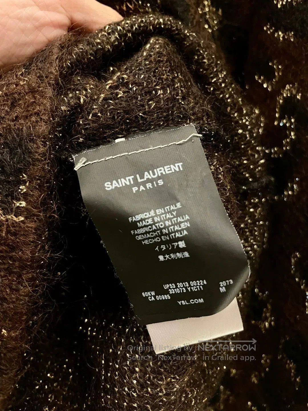 Saint Laurent Paris Brown Leopard Print Long Sleeve Knit Sweater. Size US M / EU 48-50 / 2 - 4 Thumbnail