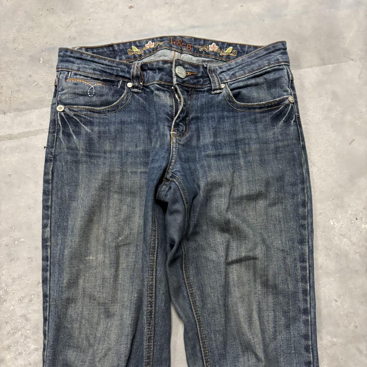 Japanese Brand × Vintage Crazy Vintage Y2K/2000s Grunge Dark Wash Bootcut Denim Jeans! Size US 29 - 5 Thumbnail