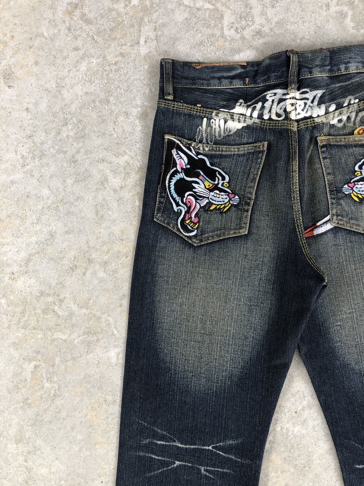 Christian Audigier Ed Hardy Embroidered Jeans Distressed Jeans Size US 32 / EU 48 - 9 Thumbnail