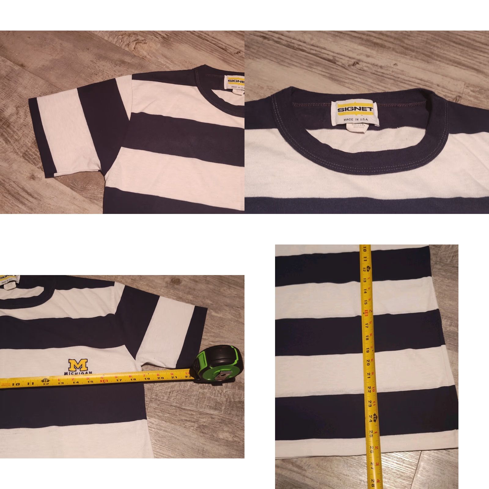 Vintage Vtg Signet Michigan Wolverines Striped Tee Shirt USA Made Single Stitch Size M Size US M / EU 48-50 / 2 - 8 Thumbnail