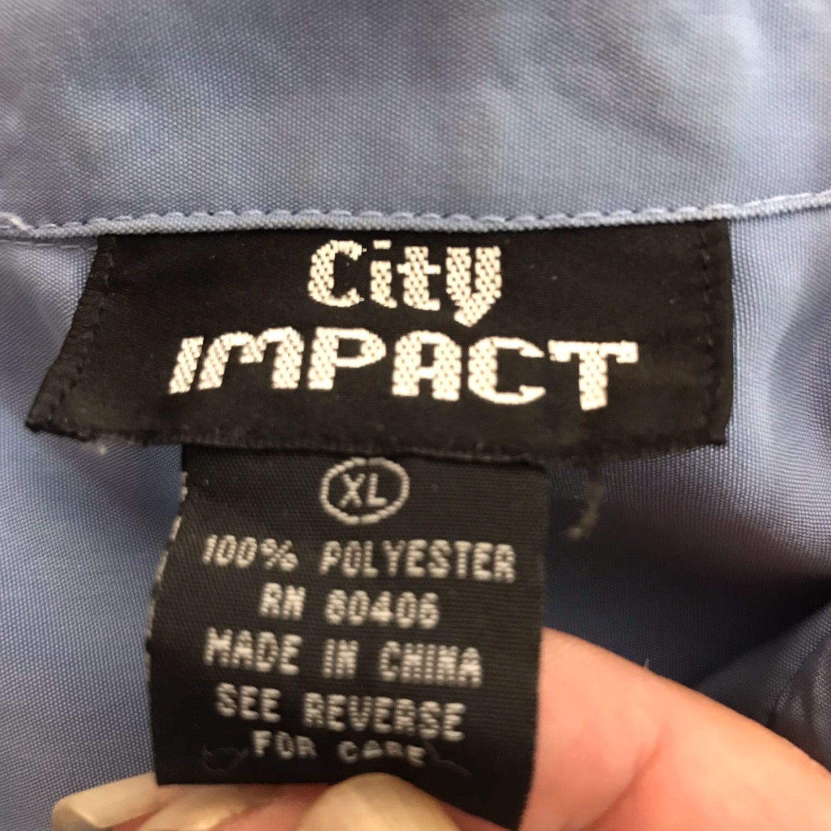 Vintage VINTAGE City Impact Dress Shirt Men XL Short Sleeve Blue/White Striped Business Casual Workwear Size 46R - 4 Thumbnail