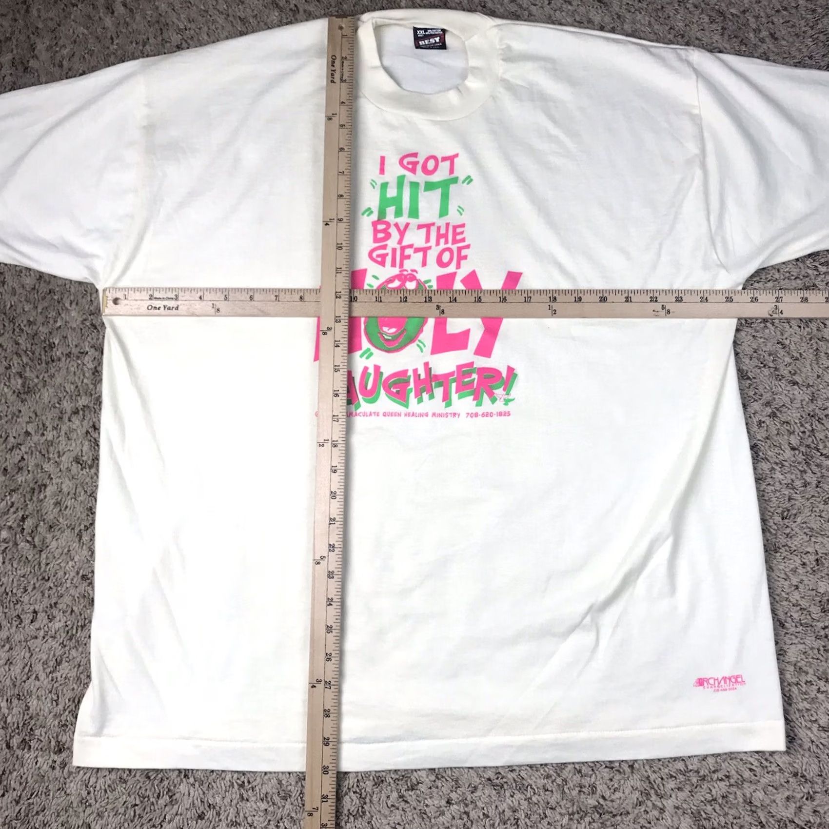 Fruit Of The Loom VINTAGE 90s Christian Graphic Tee Shirt XXL Beige Nike? Size US XXL / EU 58 / 5 - 7 Thumbnail