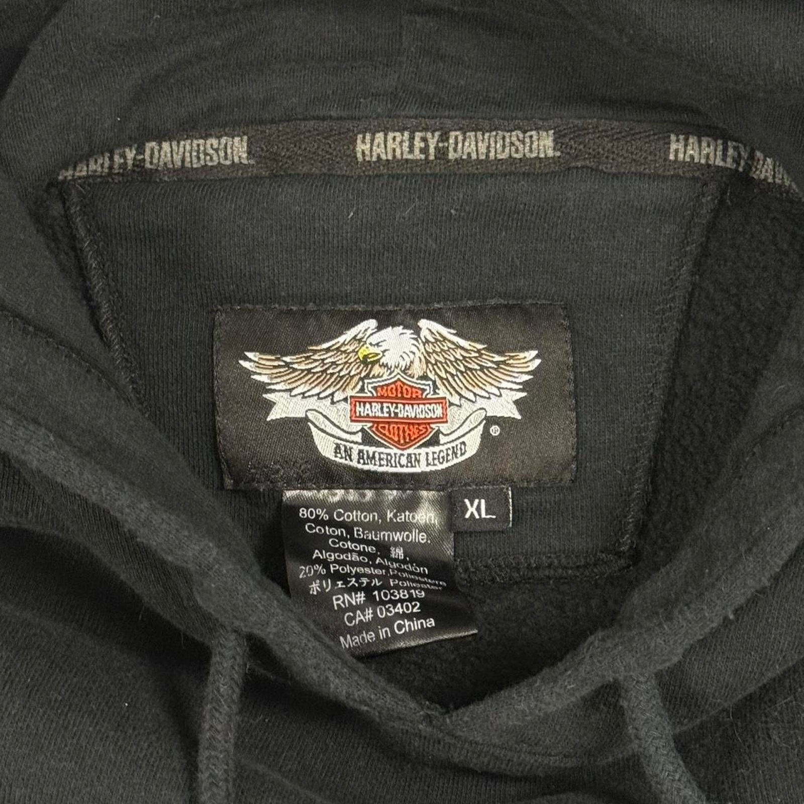 Harley Davidson × Vintage VINTAGE Y2K 2009 HARLEY DAVIDSON CHAIN WINGED SKULL HOODIE: Size US XL / EU 56 / 4 - 4 Thumbnail