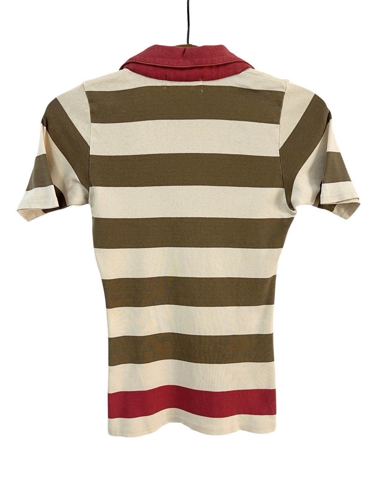 Hysteric Glamour 1990s HG ‘I ❤️ Hysteric” Stripes Wide Neck Polo Shirt Size XS / US 0-2 / IT 36-38 - 4 Thumbnail