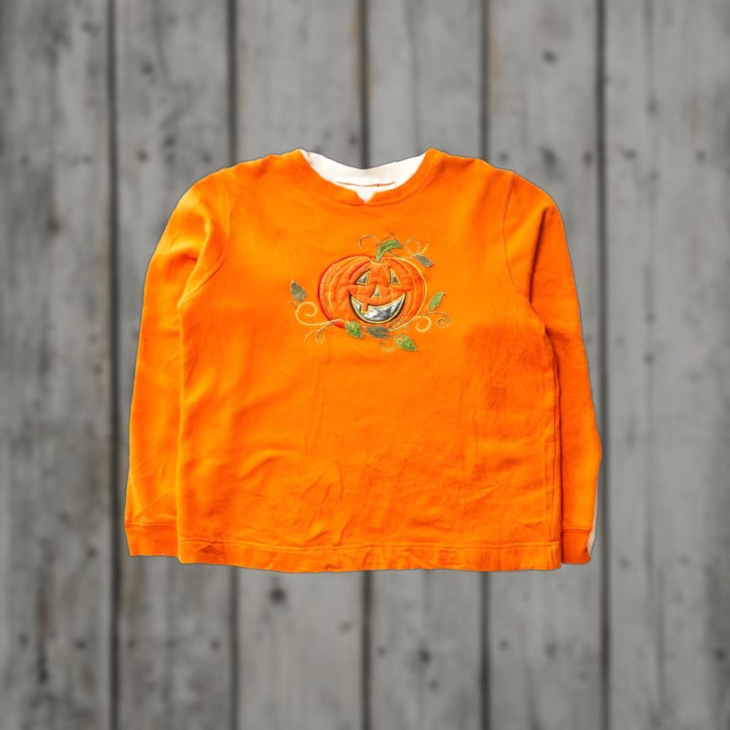 Vintage VINTAGE White Stag Halloween Sweatshirt Applique Jack o'Lantern 1990s Orange Medium Mens Women? Size US M / EU 48-50 / 2 - 1 Thumbnail