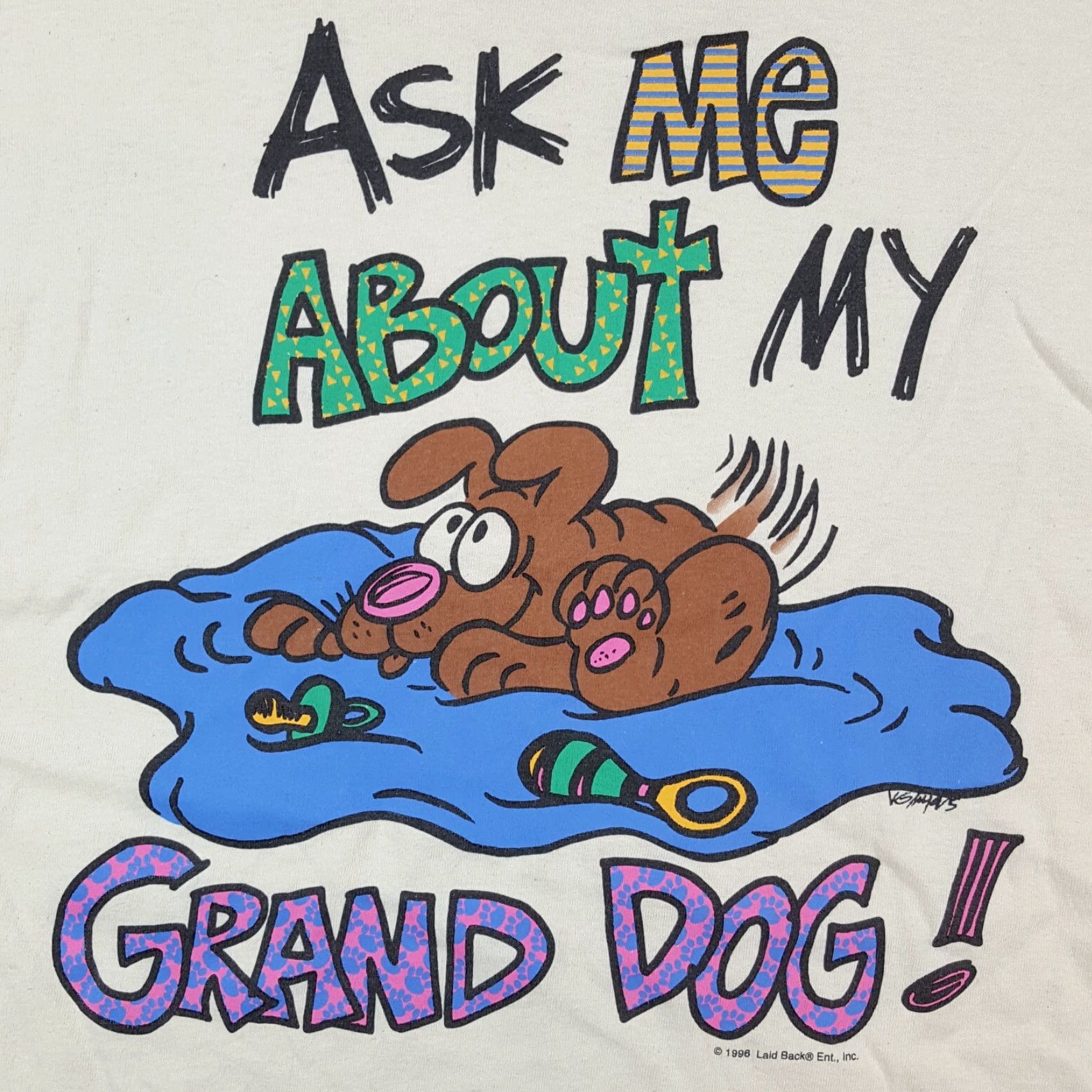 Vintage VINTAGE 90s Cartoon Dog T-Shirt Mens Large White Cotton Retro Funny Puppy Comics Y2K Size US L / EU 52-54 / 3 - 3 Thumbnail