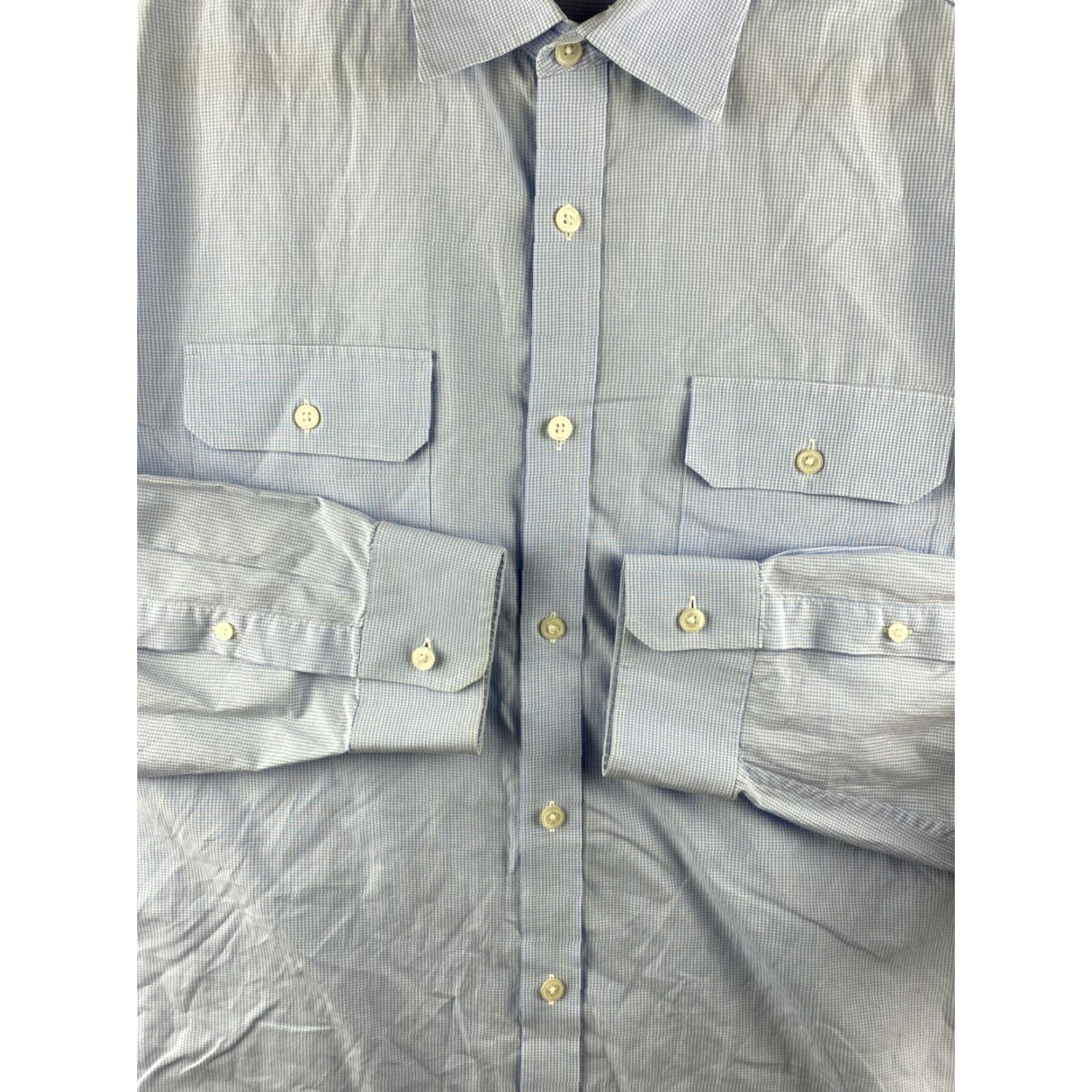 Michael Kors Michael Kors Shirt Mens XL Blue Button-Up Long Sleeve Pockets Checkered Cotton Size US XL / EU 56 / 4 - 5 Thumbnail