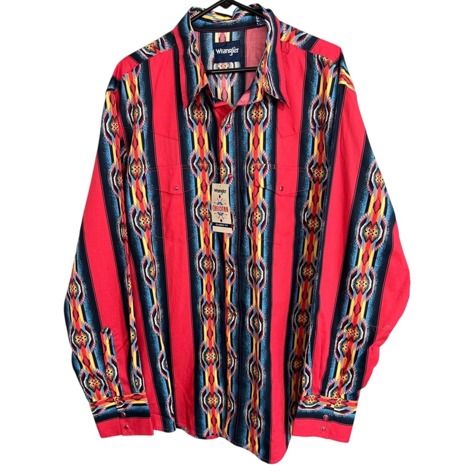 Wrangler New Wrangler Checotah Western Snap Button Shirt Red Flame Size US XXL / EU 58 / 5 - 3 Thumbnail
