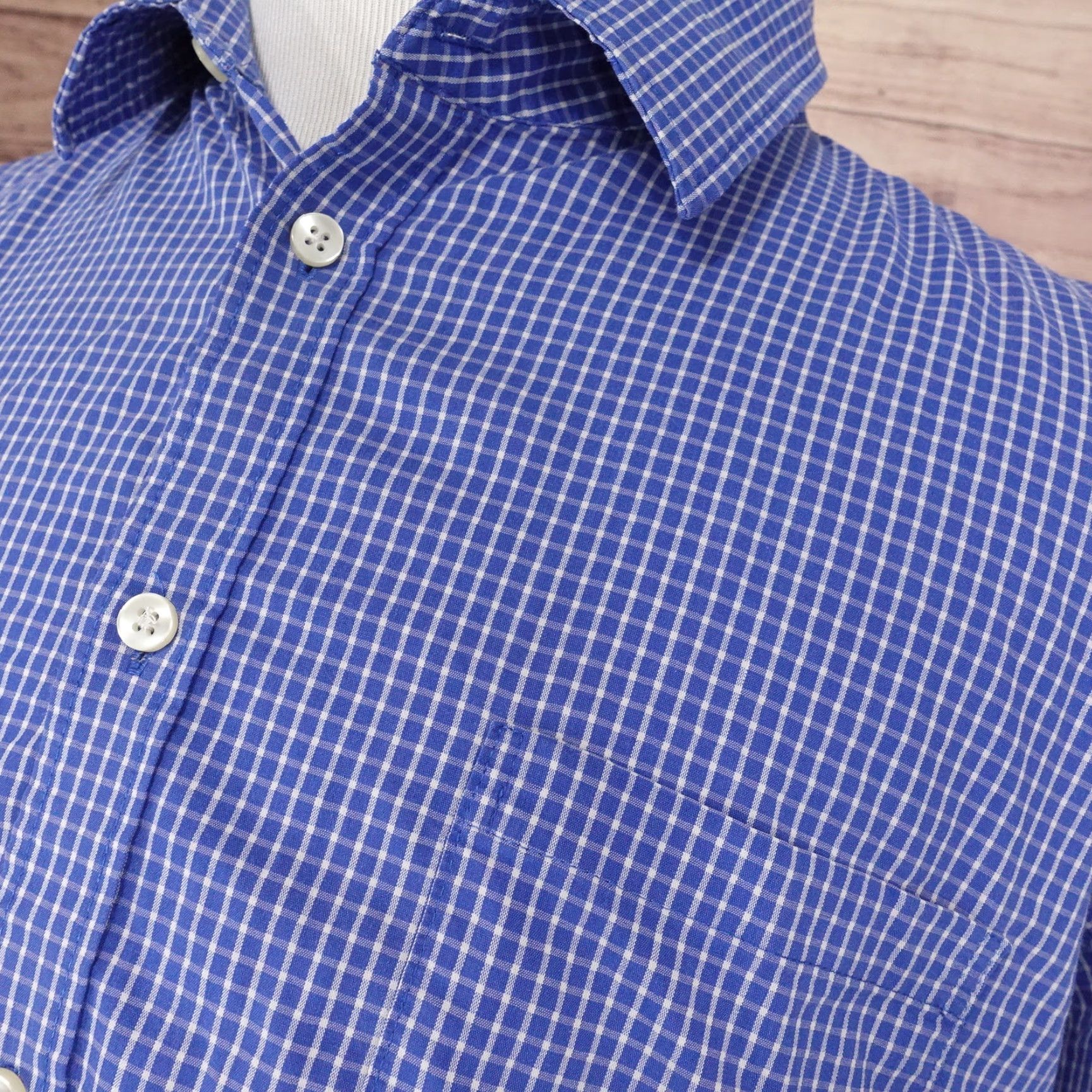 Van Heusen VAN HEUSEN Blue Check Button-Up Shirt Mens XL 17-17.5 Regular Fit Size US XL / EU 56 / 4 - 2 Thumbnail