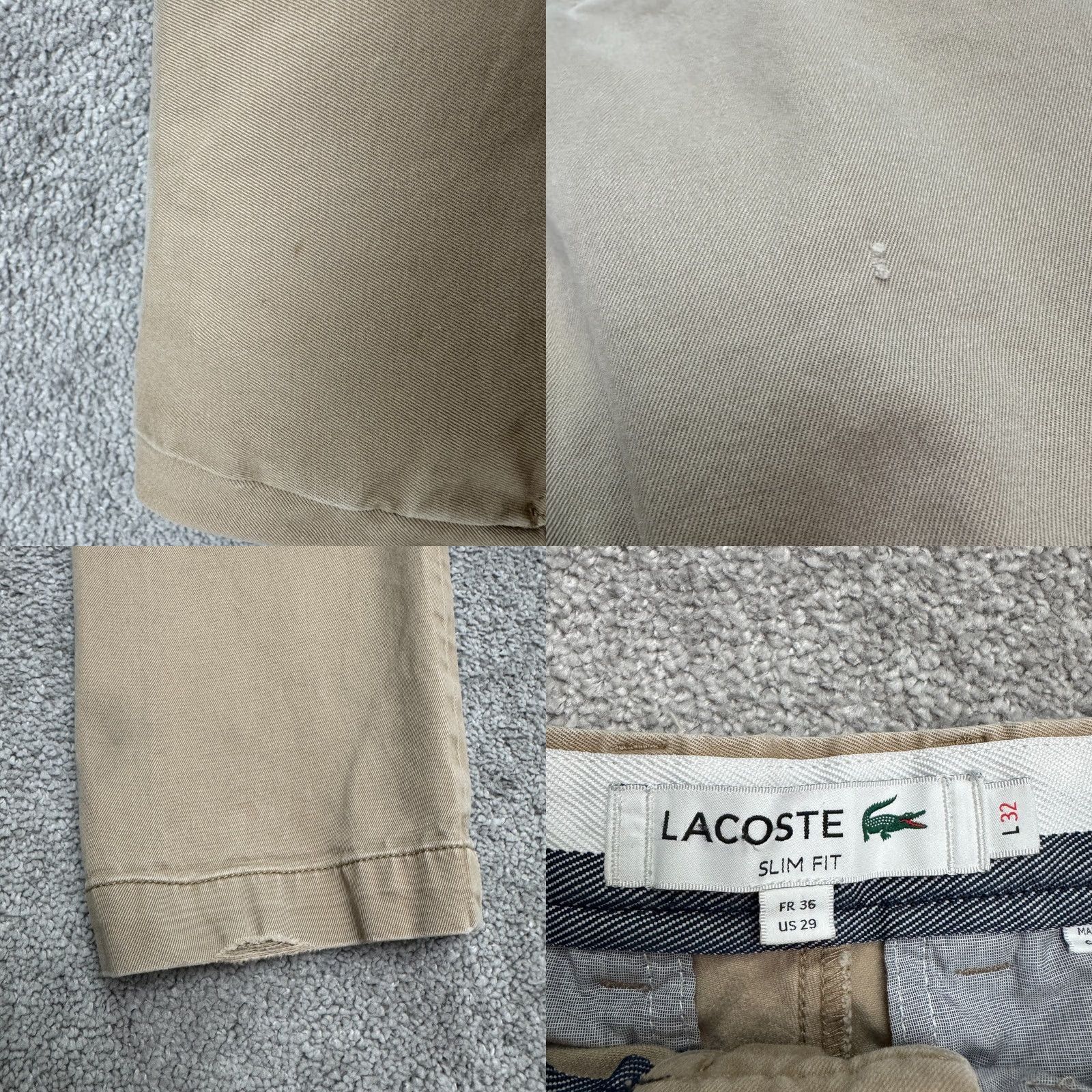 Lacoste Lacoste Slim Fit Chino Pants Mens 29x32 Khaki Brown Cotton Stretch Casual Preppy Size US 30 / EU 46 - 8 Thumbnail