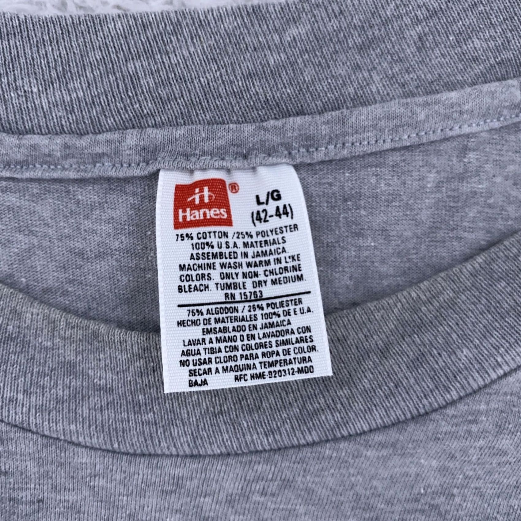 Hanes Hanes Shirt Mens M Gray Pocket Tee Crew Neck Short Sleeve Cotton Polyester Blend Size US M / EU 48-50 / 2 - 8 Thumbnail