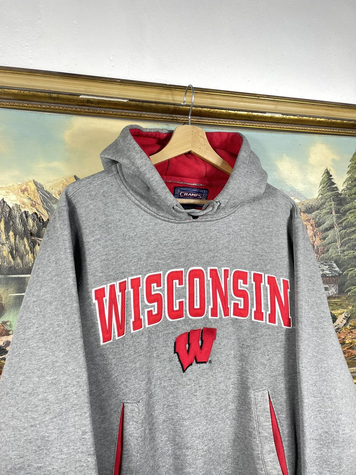 Vintage Retro 00s Boxy Loose Wisconsin College Hoodie Crewneck Size US M / EU 48-50 / 2 - 5 Thumbnail