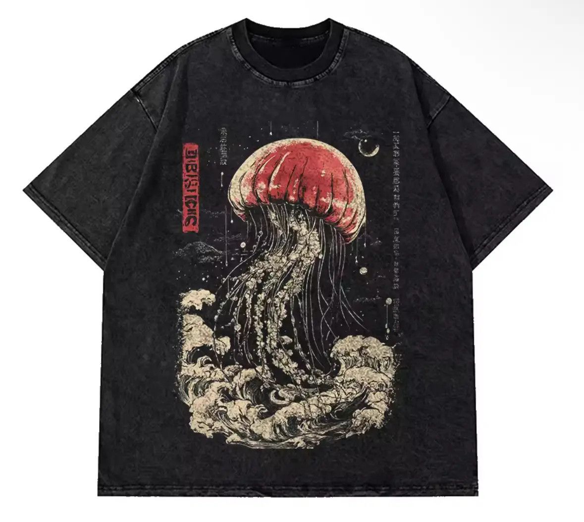 Other Vintage Gothic Jellyfish Print Washed Short Sleeve T-Shirt Size US XXL / EU 58 / 5 - 1 Thumbnail