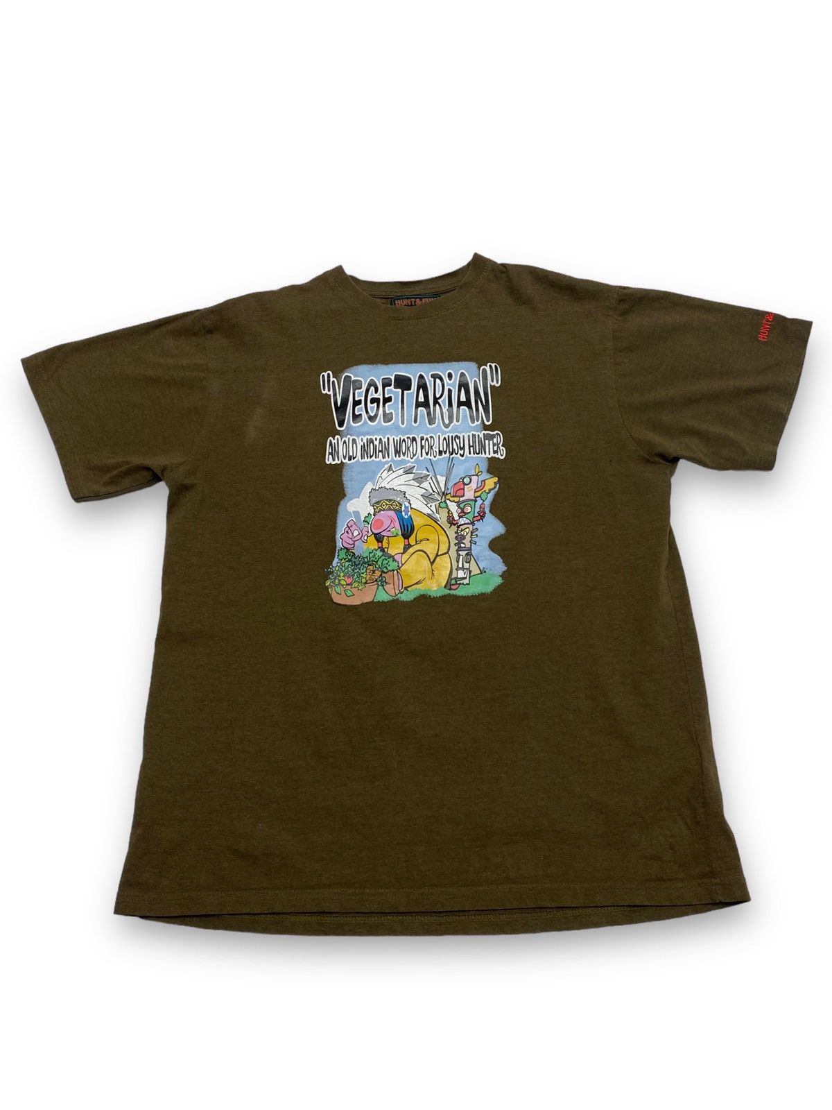Hunt Club Vintage HUNT&FUN Brown Vegetarian Big Logo T Shirt Size US M / EU 48-50 / 2 - 1 Thumbnail