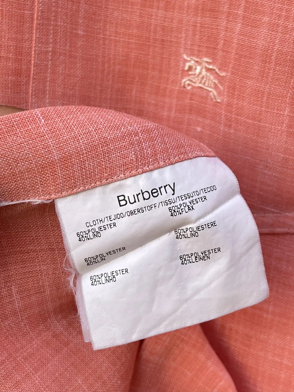 Burberry 🔥linen pink salmon Burberry tshirt shirt Size xl Size US XL / EU 56 / 4 - 9 Thumbnail