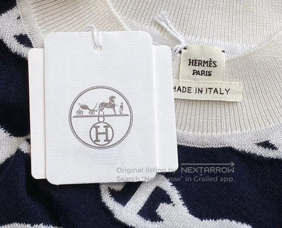 Hermes Hermes Blue Black Intarsia Crewneck Sweater. Size US S / EU 44-46 / 1 - 6 Thumbnail