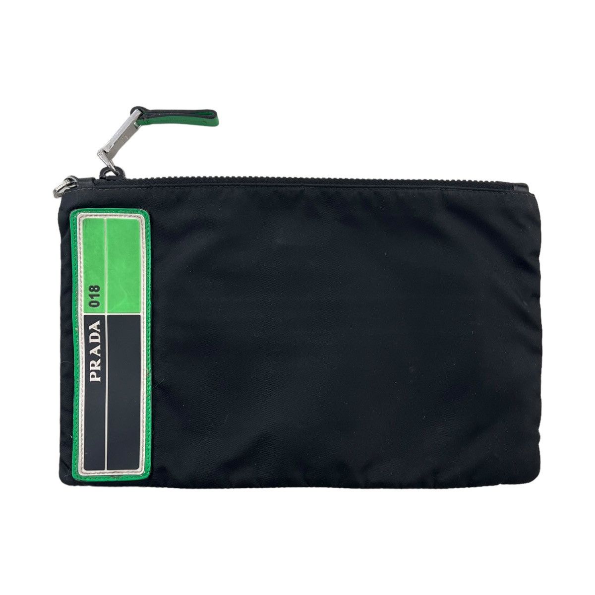 image of Prada Nylon Logo Patch Pouch in Black, Men's