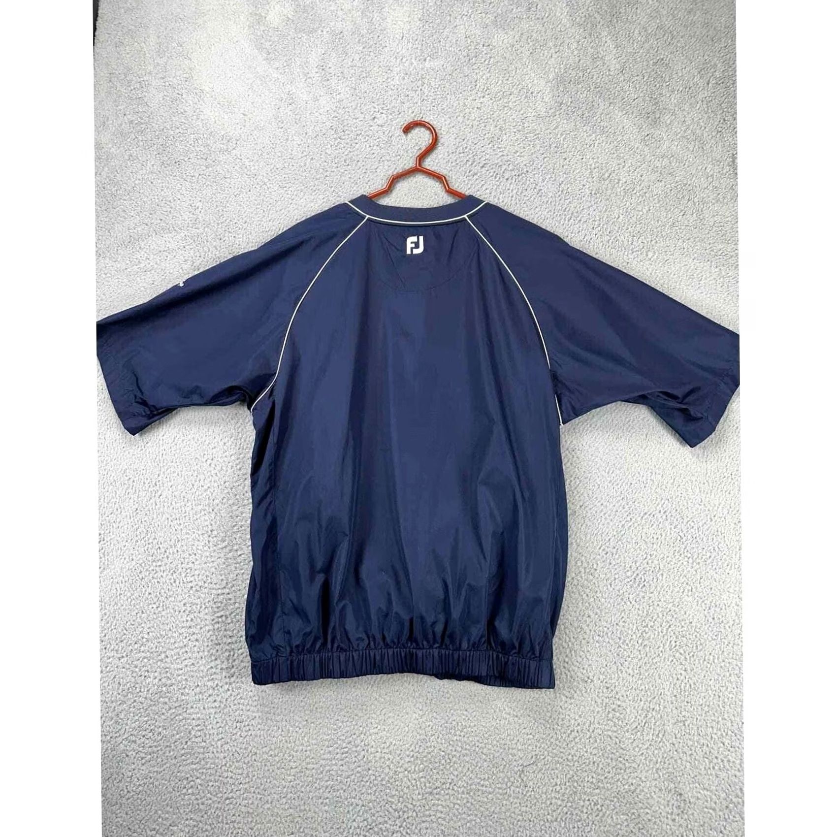 Footjoy FootJoy FJ Jacket Mens Large Navy Golf V-Neck Windbreaker Short Sleeve Pockets Size US 33 - 3 Thumbnail