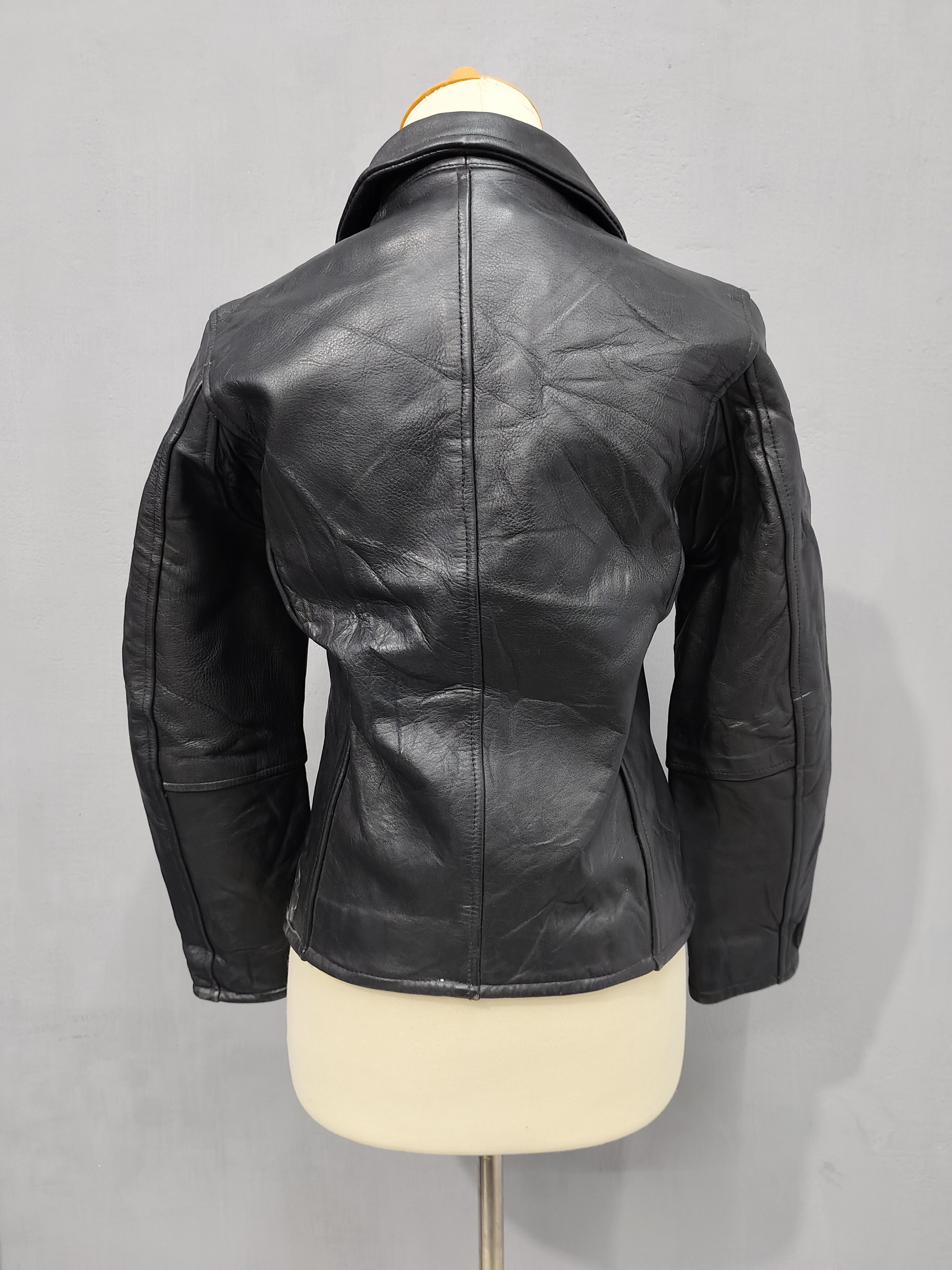 Japanese Brand 90s Dep't 🇯🇵 Raw Minimalist Leather Slim Biker Jacket Size US S / EU 44-46 / 1 - 8 Thumbnail