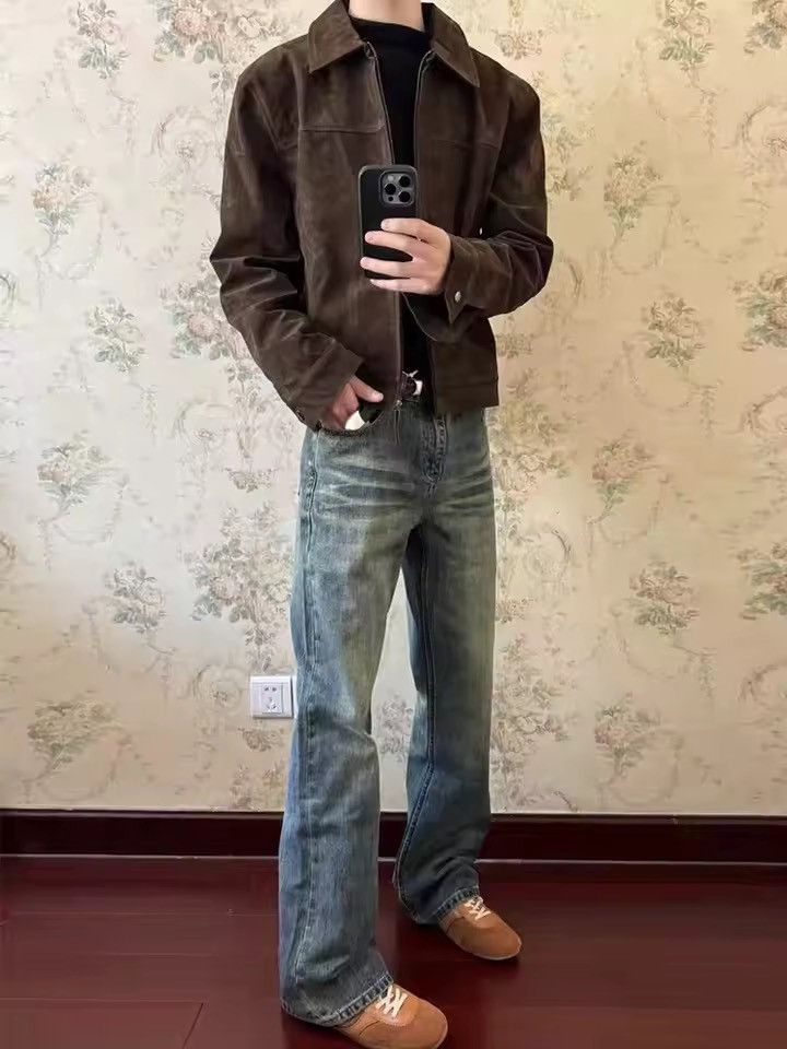 Japanese Brand Brown PU Suede Trucker Jacket - Western Style Size US XXL / EU 58 / 5 - 6 Thumbnail