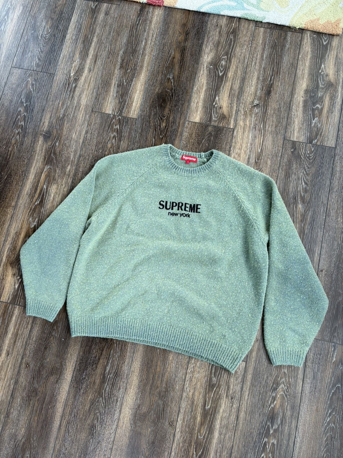 Supreme Supreme Flocked Logo Sweater | Grailed