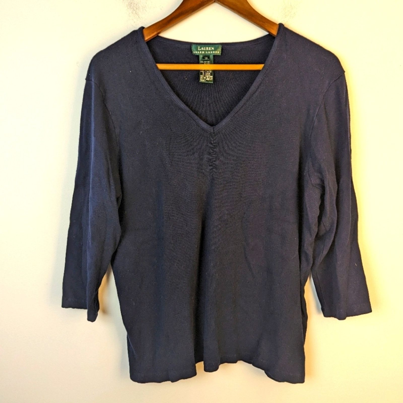 Lauren Ralph Lauren Lauren Ralph Lauren Ribbed V Neck Top - 3 XL Size 3XL / US 20-22 - 1 Thumbnail