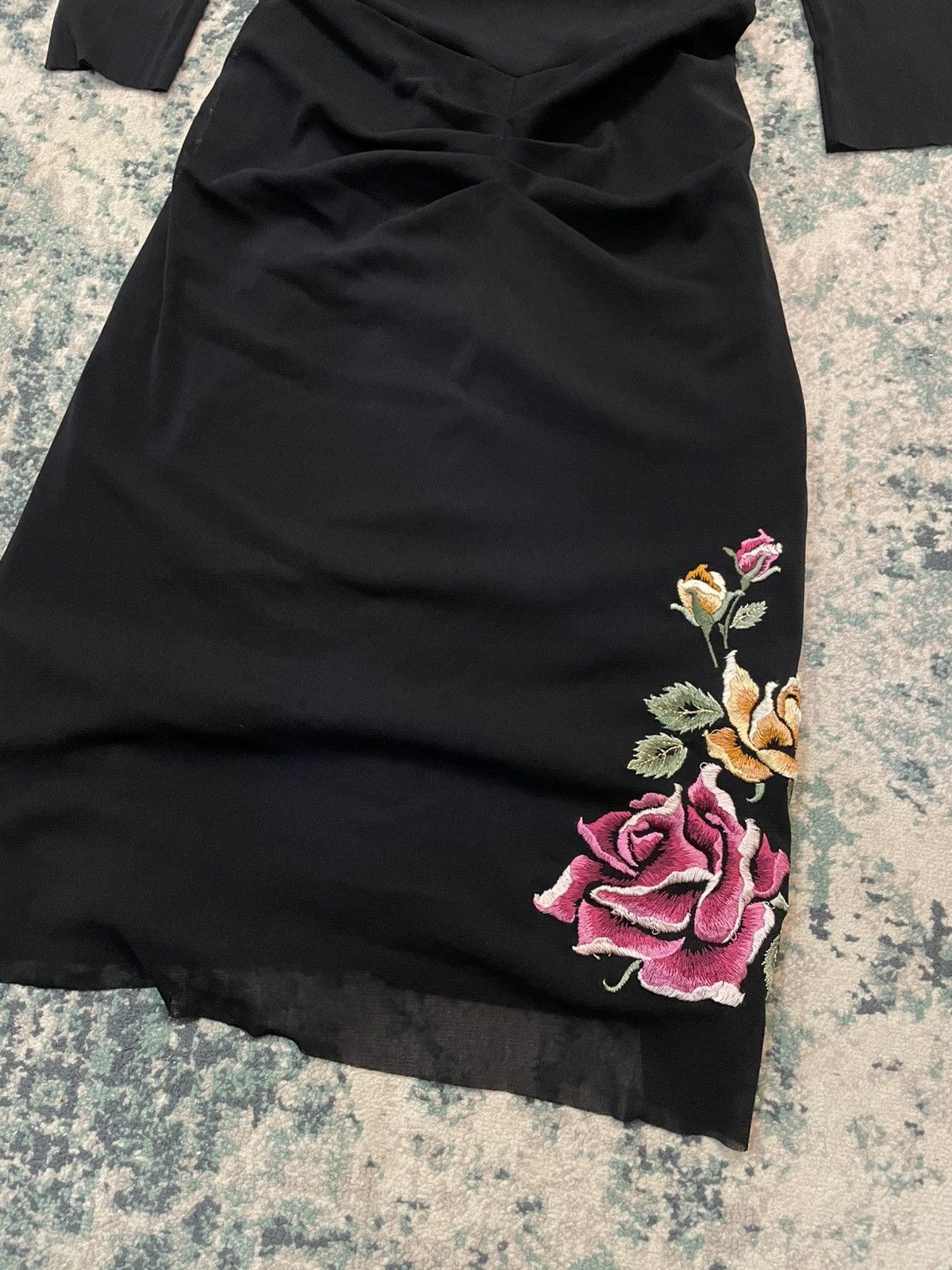 Vivienne Tam SS98 Vivienne Tam Flower Embroidery Layered Black Dress Size XS / US 0-2 / IT 36-38 - 12 Thumbnail