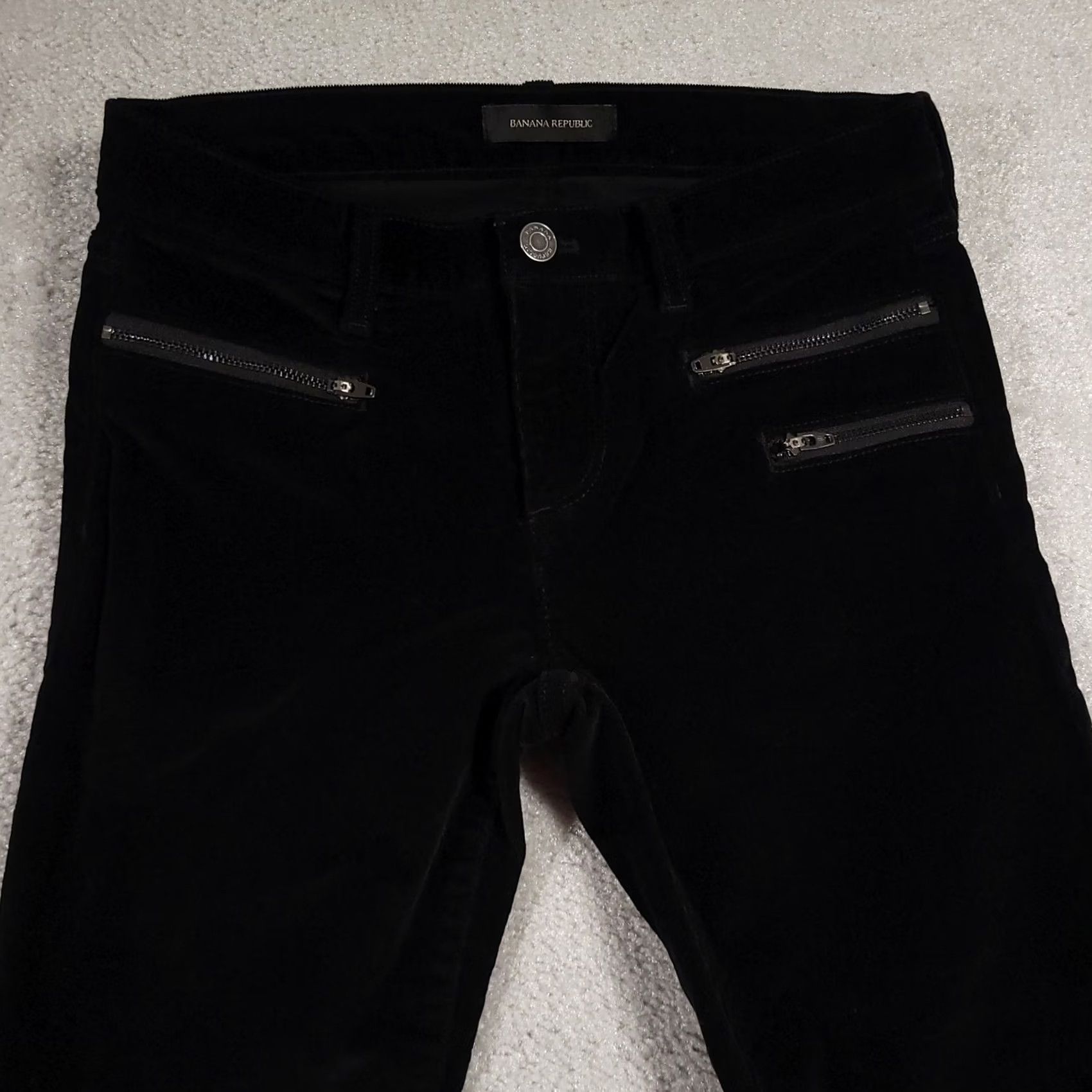 Banana Republic Banana Republic Pants Womens 26 Black Corduroy Skinny High Rise Moto Zipper Pockets Jazzed by Logo Womens Size 26" / US 2 / IT 38 - 3 Thumbnail