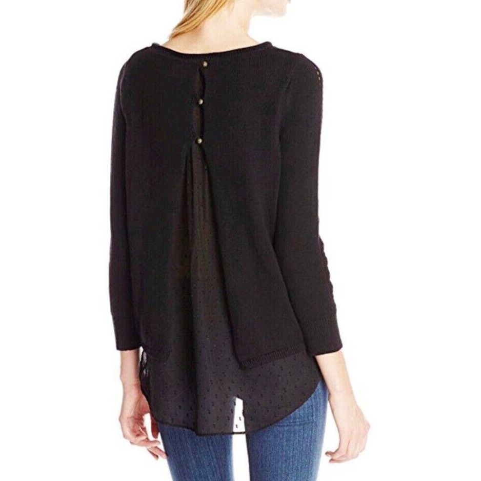 Lucky Brand Lucky Brand Layered Split Back Sweater Top Sheer Underlay S Size S / US 4 / IT 40 - 2 Thumbnail