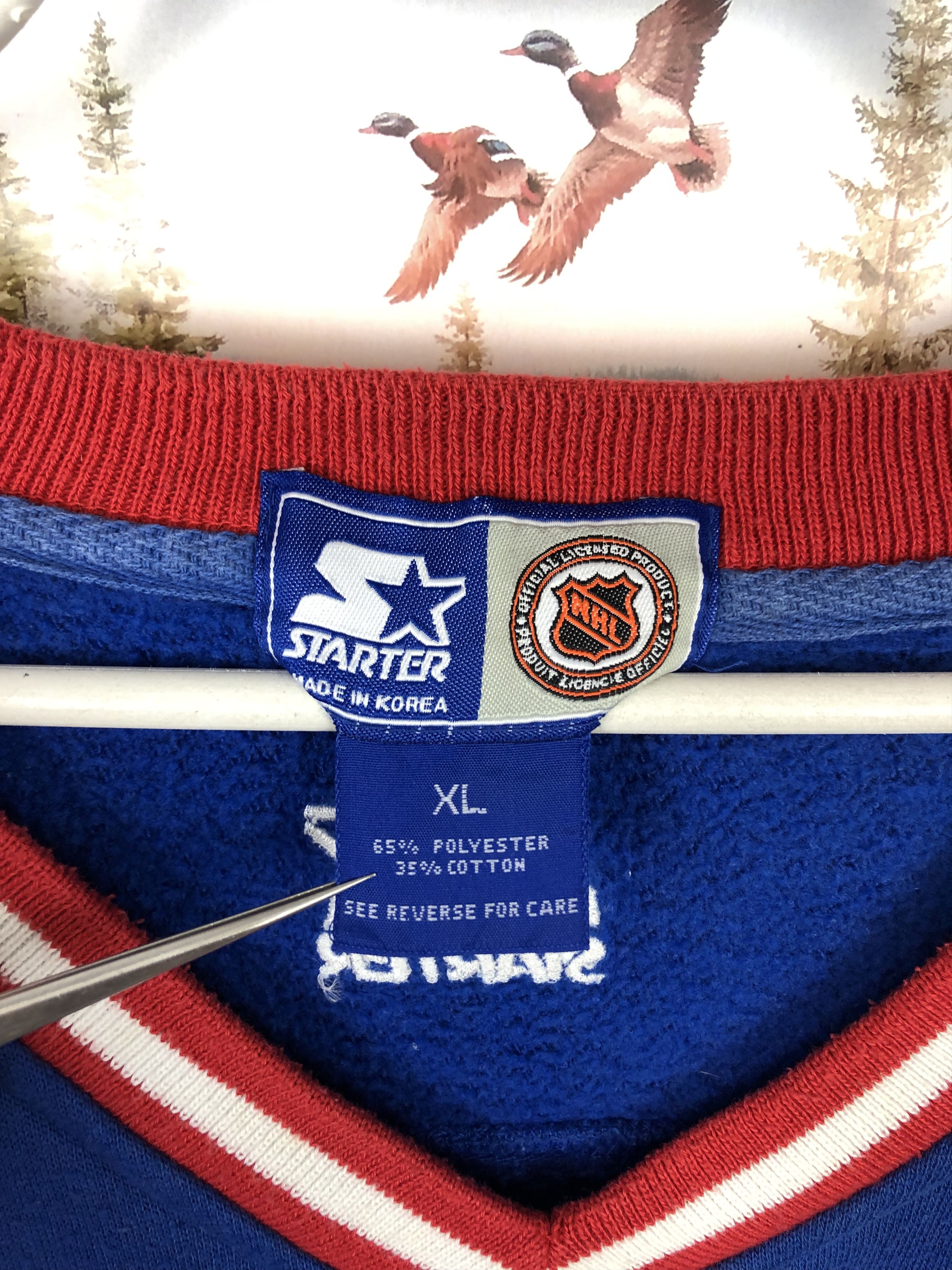 Starter Vintage Stanley Cup Brian Leetch New York Rangers Sweatshirt Size US XL / EU 56 / 4 - 11 Thumbnail