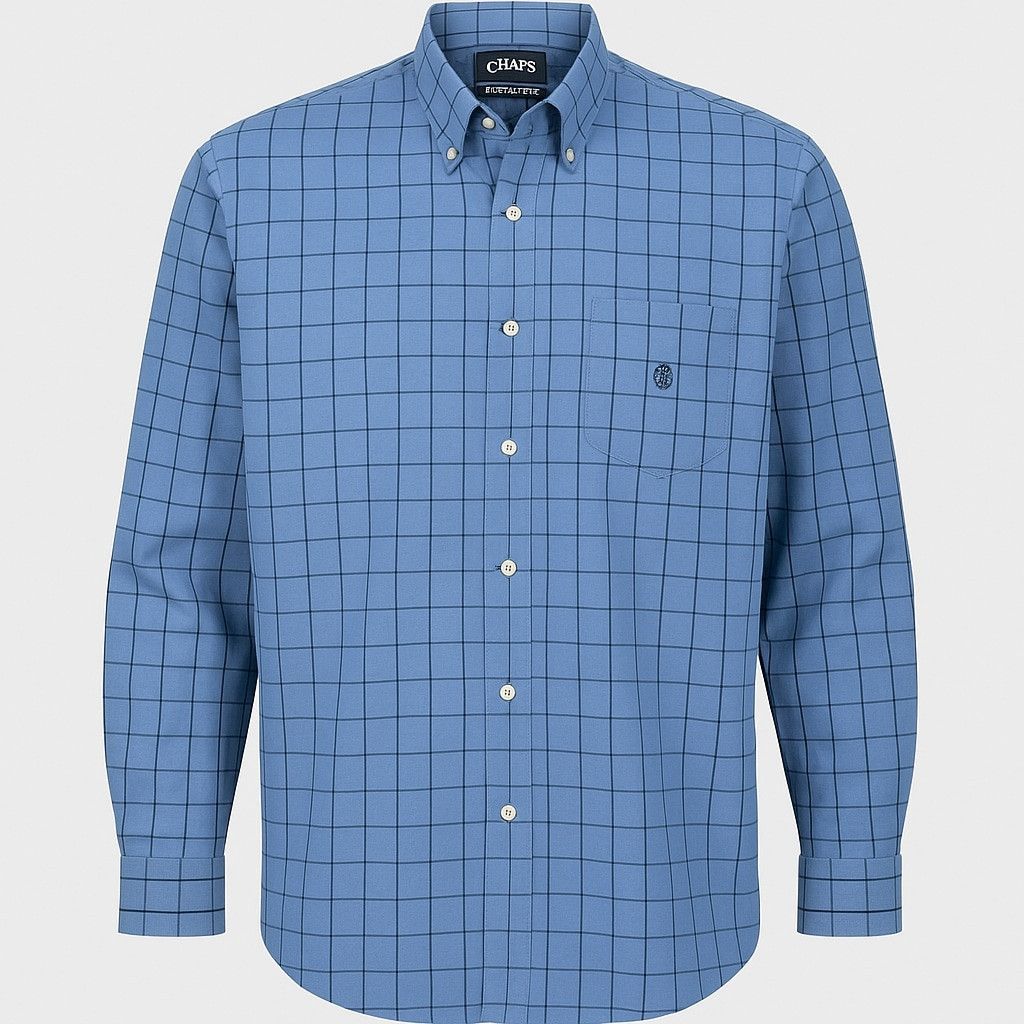 Chaps Chaps Easy Care Twill Shirt XL Blue Plaid Button-Up Size US XL / EU 56 / 4 - 2 Thumbnail