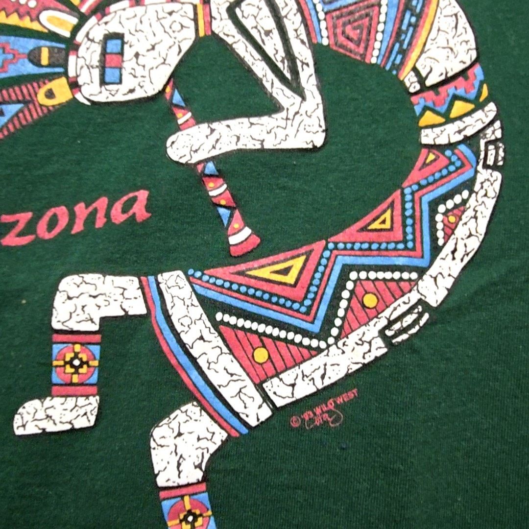 Jerzees Vintage Arizona Graphic Tee Kokopelli Green L Shirt 90s Size US L / EU 52-54 / 3 - 3 Thumbnail