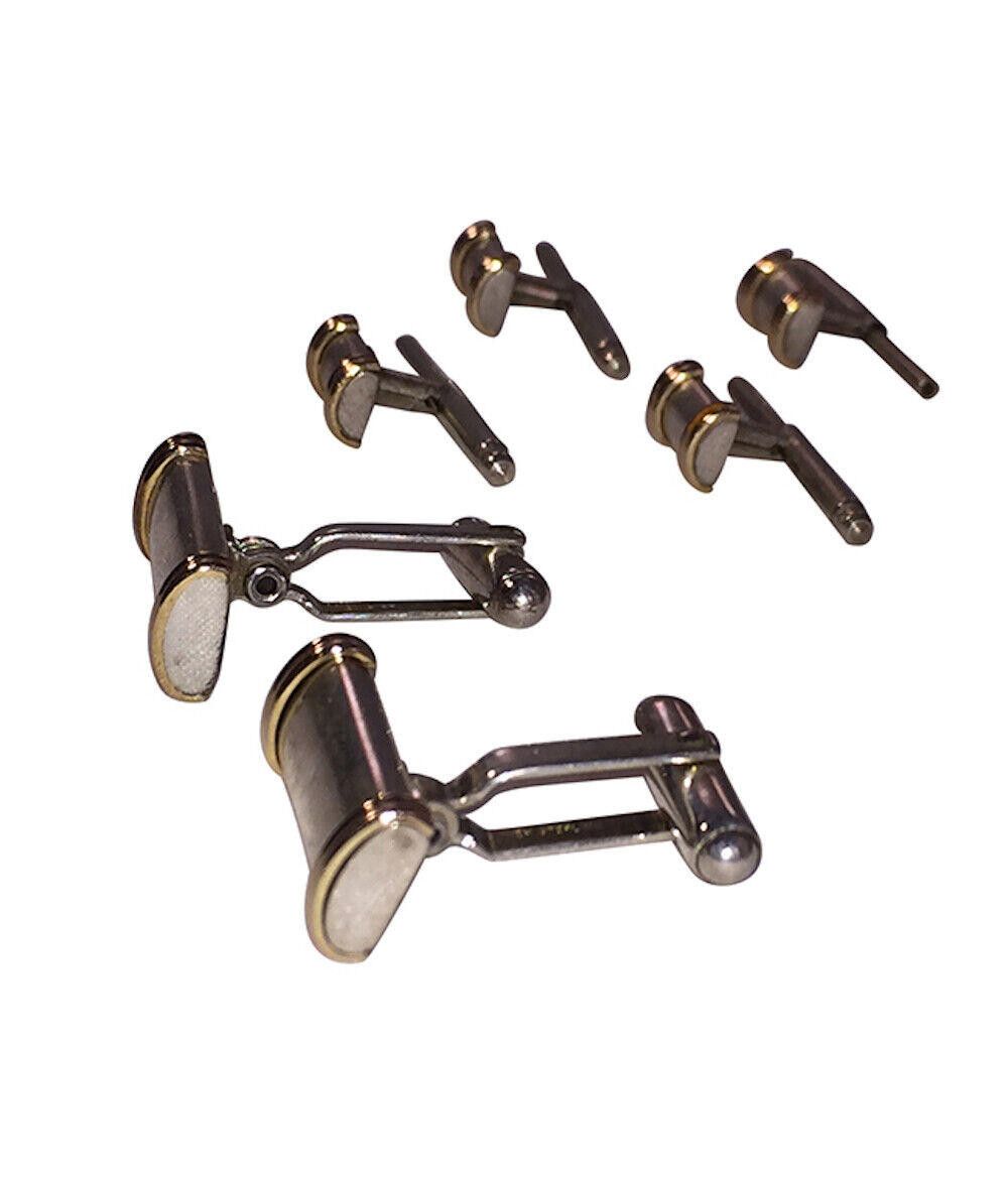 Designer WEH Sterling Silver and 14 kt Gold Cufflinks and Stud Set Size ONE SIZE - 2 Thumbnail