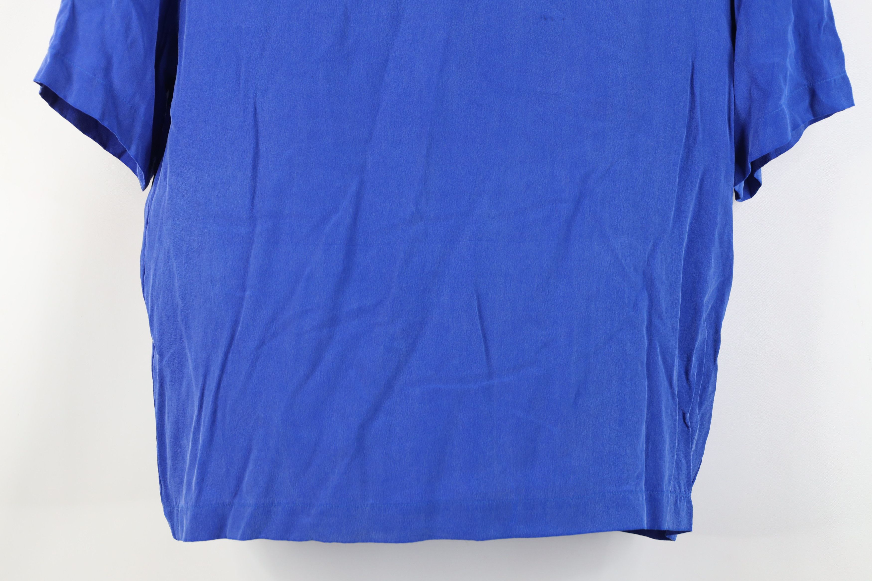 Vintage Vintage 90s Streetwear Blank Silk Short Sleeve Shirt Blue Size L / US 10 / IT 46 - 3 Thumbnail