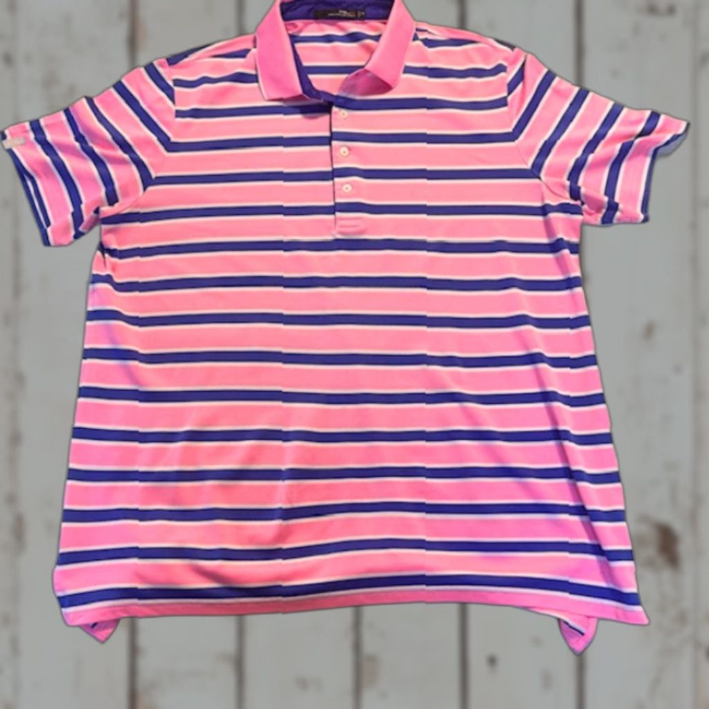 Ralph Lauren VINTAGE RLX Ralph Lauren Polo Shirt Mens XL Pink Blue Striped Golf Preppy Shirt Mens XL Pink Blue Striped Polo Golf Preppy Size US XL / EU 56 / 4 - 1 Thumbnail