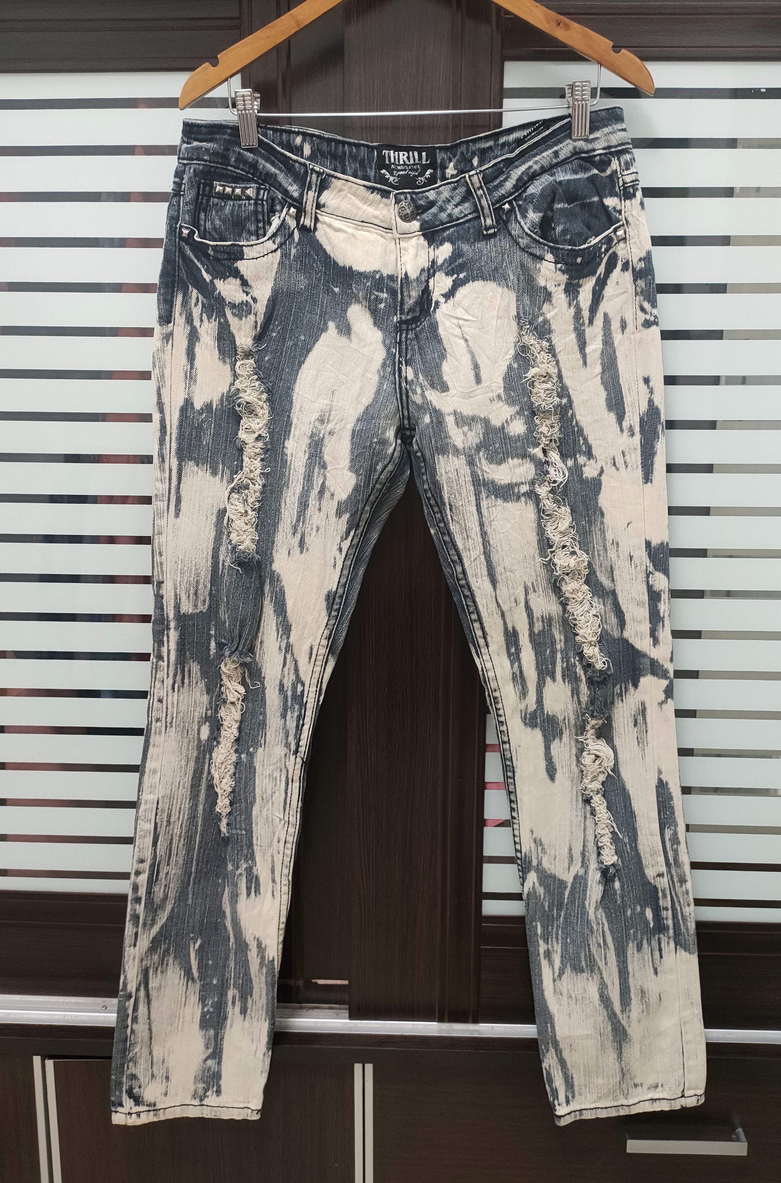 If Six Was Nine 🔥 Distressed Thrill Streetwear Slim Fit Jeans🔥 Size US 35 - 1 Thumbnail