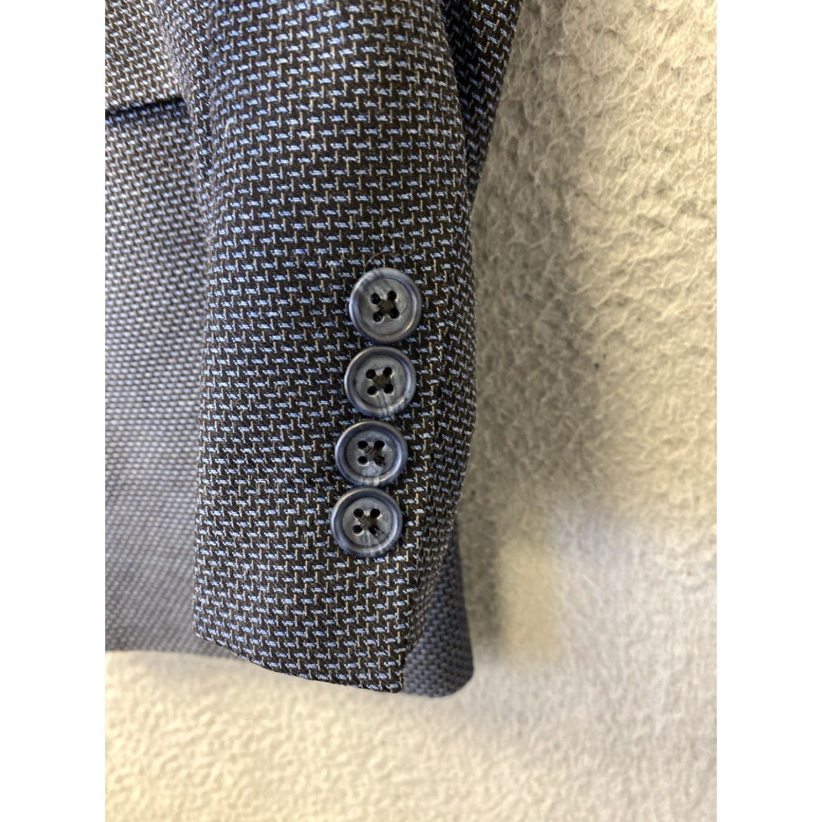 Joseph Abboud VINTAGE Joseph Abboud Sport Coat Men 40R Blue Wool Silk Geometric Single-Breasted 118-63 Size 40R - 2 Thumbnail