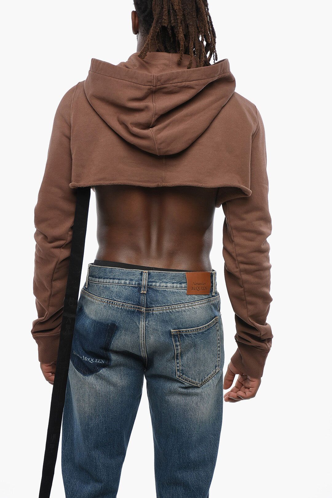 Rick Owens og1mm1025 Cotton Cropped Hoodie in Brown Size US S / EU 44-46 / 1 - 2 Thumbnail
