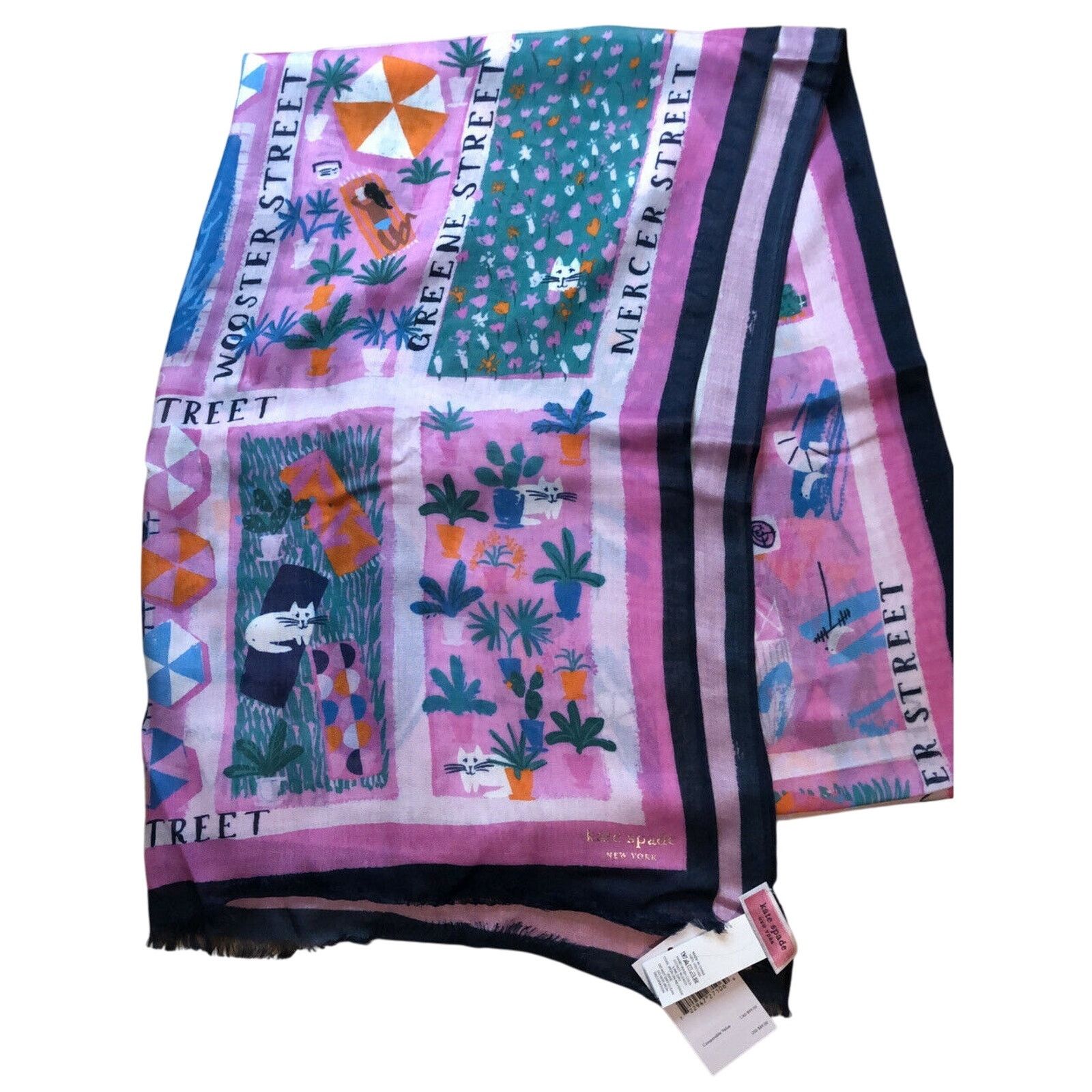 Kate Spade Kate Spade Rooftop Scene Scarf Long 27"x 79" Cozy Cats new Size ONE SIZE - 4 Thumbnail