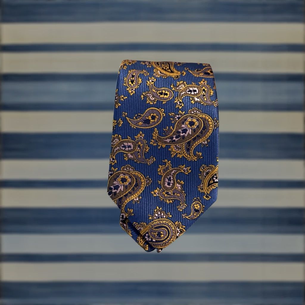 Eton ETON Silk Paisley Tie Blue England Men Classic 58 inches Silk Paisley Tie United Kingdom Mens Size ONE SIZE - 1 Thumbnail