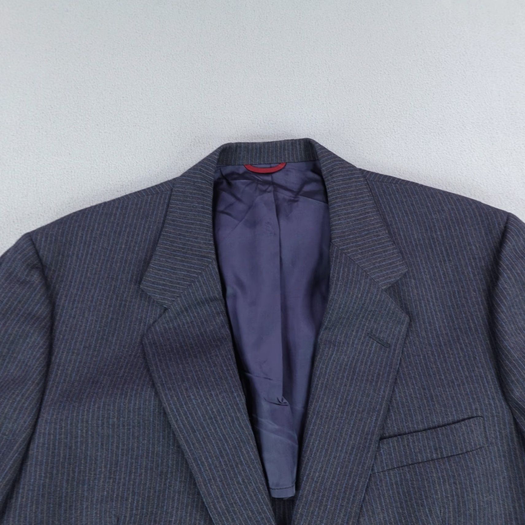 Hart Schaffner Marx VINTAGE Hart Schaffner Marx Blazer Mens 40L Blue Pinstripes Wool Long Jacket Coat Size 40R - 2 Thumbnail