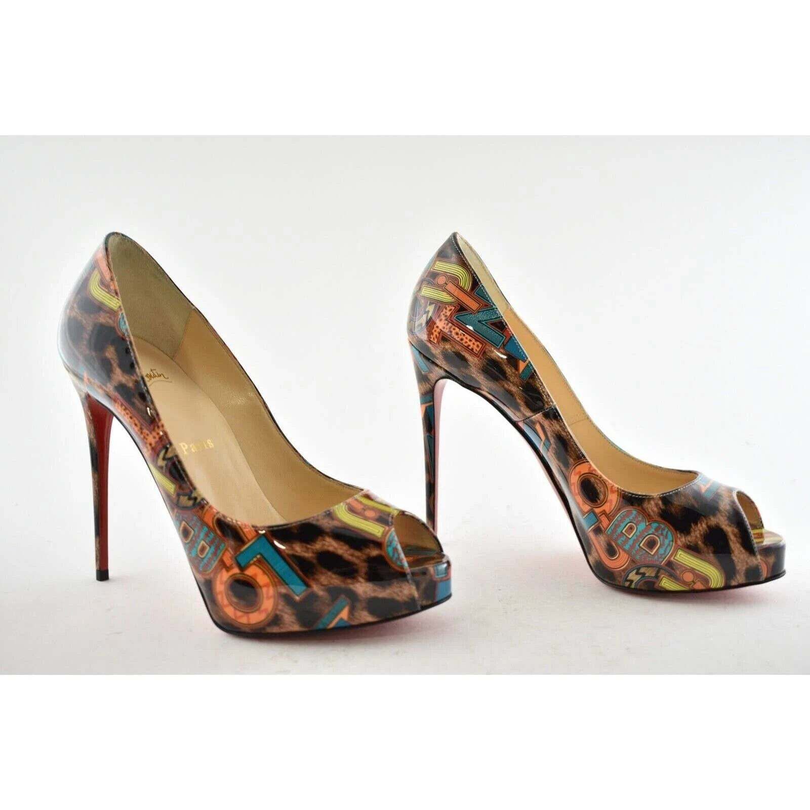 Christian Louboutin New Very Prive 120 Black Brown Leopard Patent Heel Pump 37.5 Size US 7.5 / IT 37.5 - 4 Thumbnail