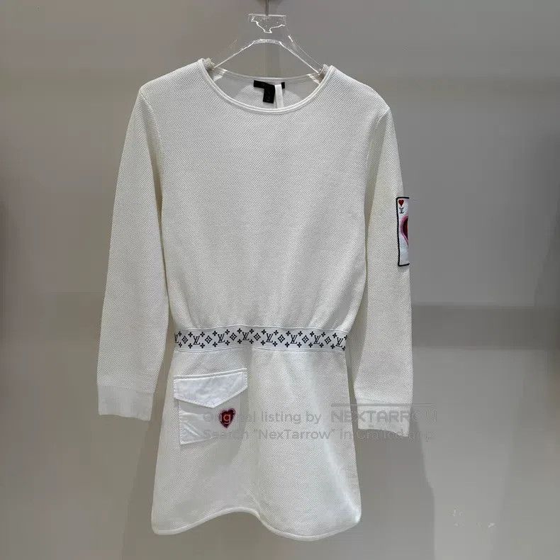 Louis Vuitton Louis Vuitton Solitaire Print White Long Sleeve Dress Size S / US 4 / IT 40 - 1 Thumbnail