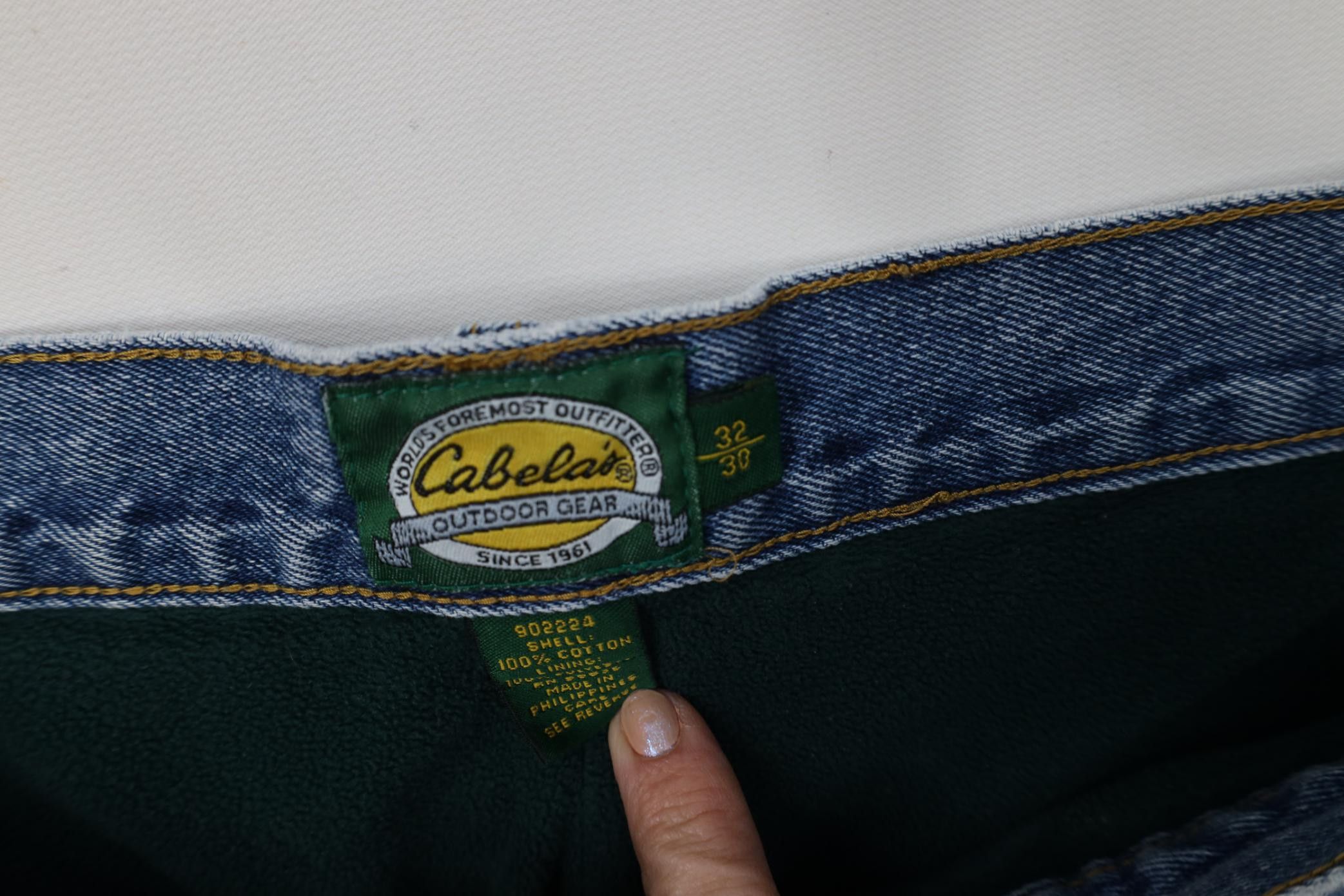 Cabelas Vintage 90s Cabelas Heavyweight Fleece Lined Denim Jeans Size US 32 / EU 48 - 11 Thumbnail