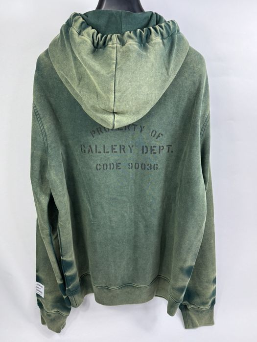 Lanvin GALLERY DEPT X LANVIN LOGO DISTRESSED GREEN COTTON HOODIE