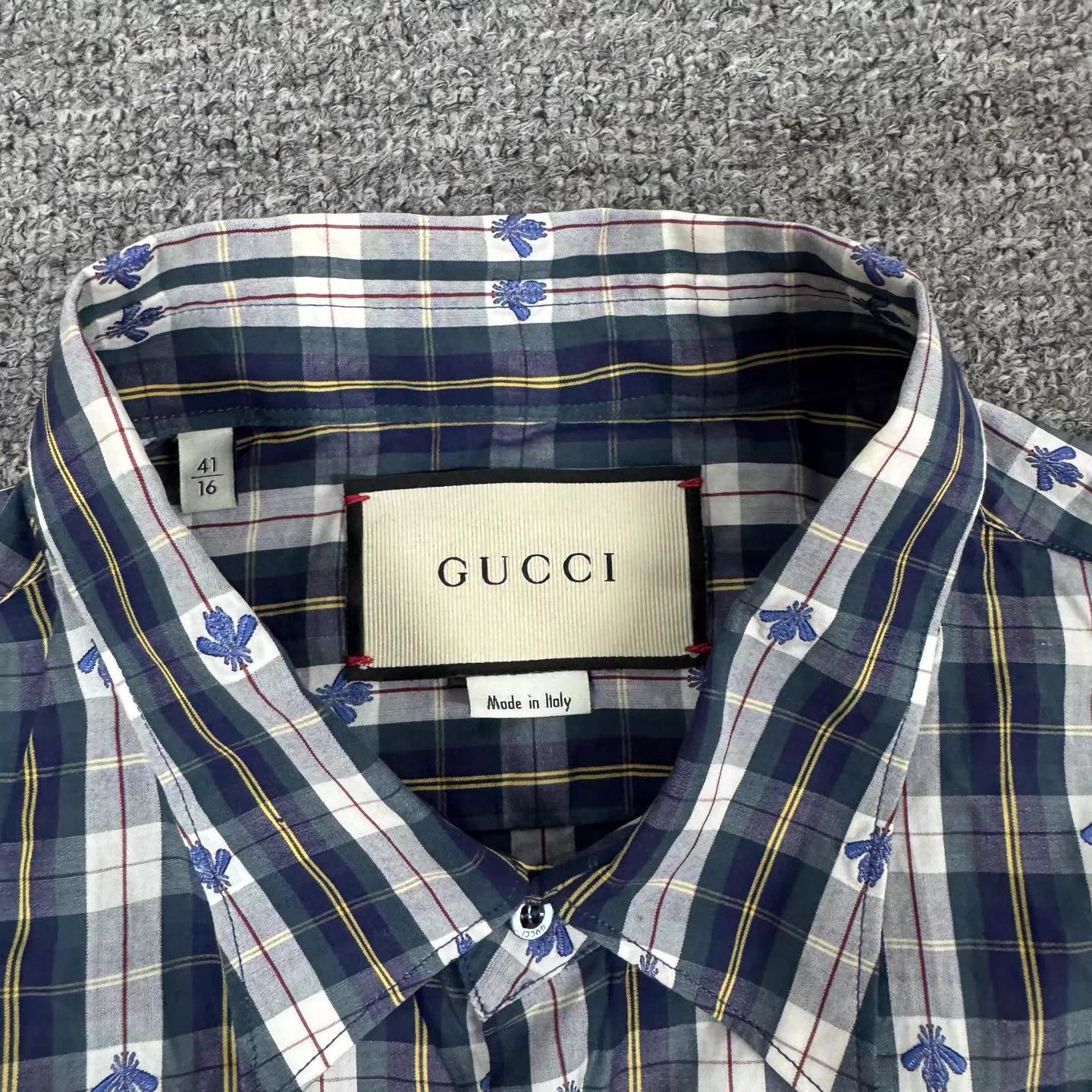 Gucci Gucci Navy Check Double G L/S Shirt 41/16 99New Size US L / EU 52-54 / 3 - 5 Thumbnail