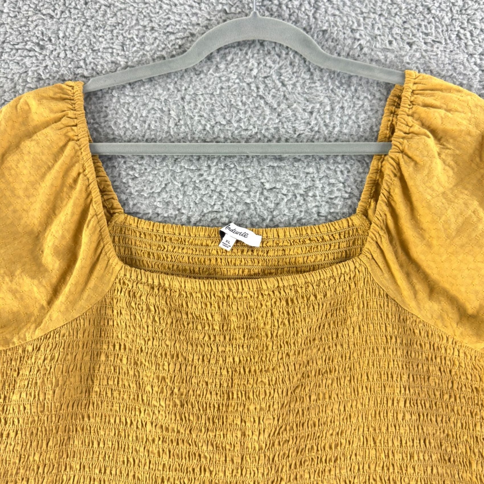 Madewell Madewell Lucie Puff Sleeve Smocked Bodice Top Womens XL Yellow Pullover Size XL / US 12-14 / IT 48-50 - 2 Thumbnail