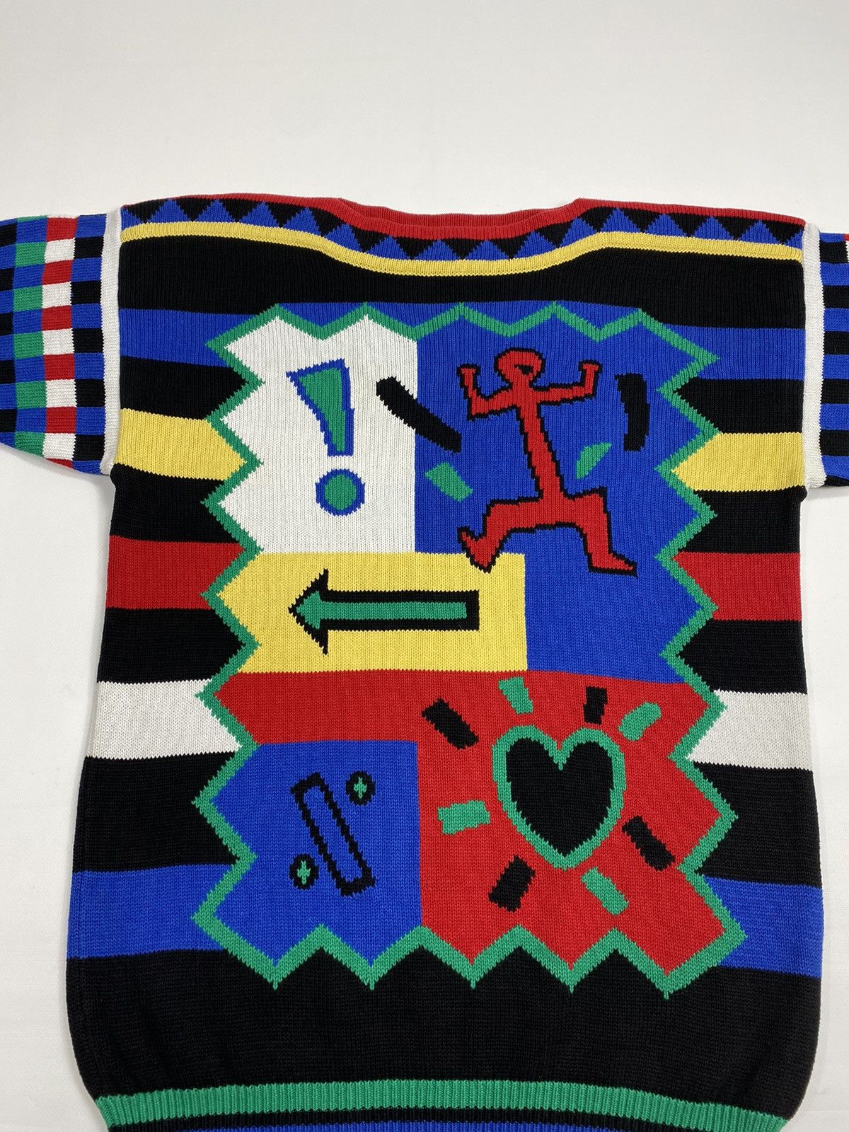 Vintage LASTDROP🔥Vintage 90s Striped Abstraction Heart Dress Sweater Size S / US 4 / IT 40 - 6 Thumbnail