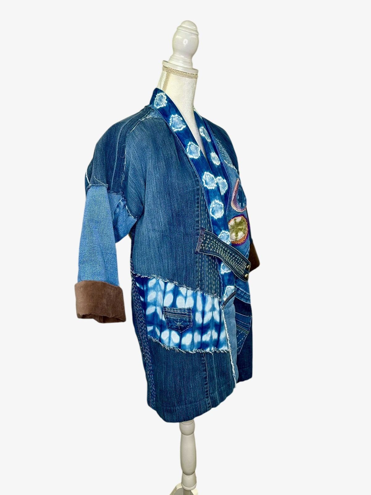 Handmade Handmade Unique Patchwork Denim Kimono Jacket Women’s Medium Size M / US 6-8 / IT 42-44 - 3 Thumbnail