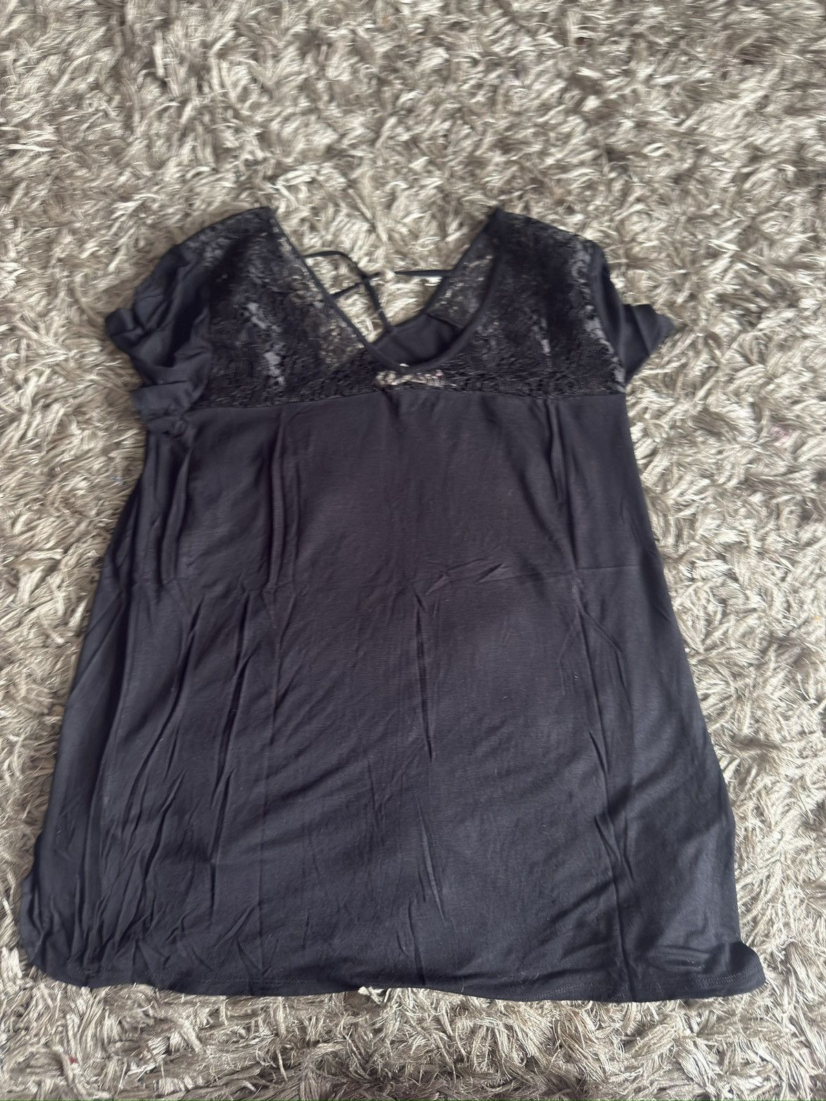 Other Black Hippie Rose Shirt V-Neck with laces Size M / US 6-8 / IT 42-44 - 2 Thumbnail